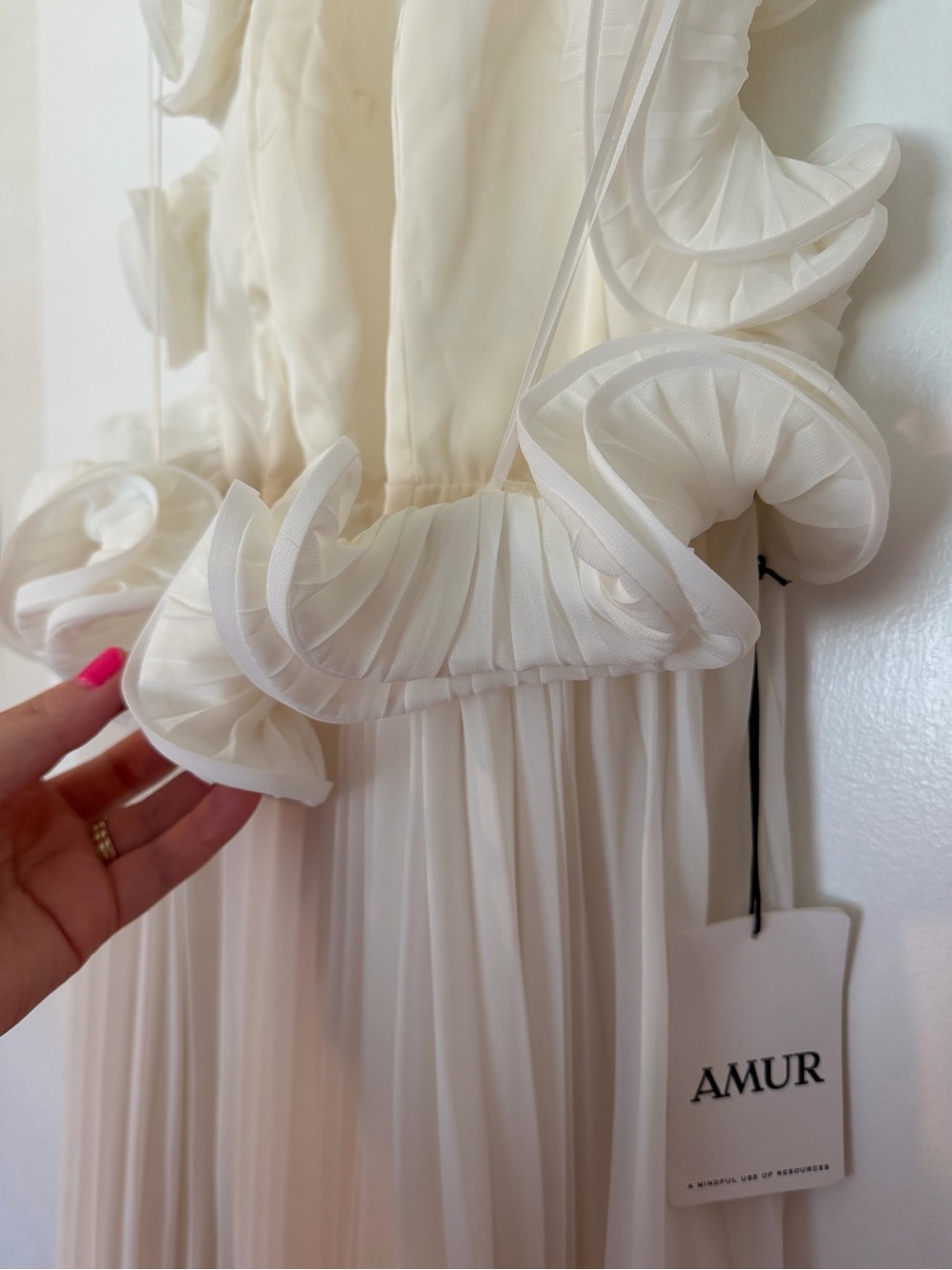 AMUR Mimi White Ruffled Pleated Mini Dress - Picture 6 of 7